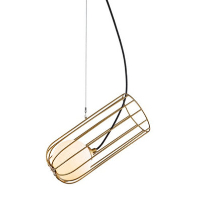 Luminosa Lighting Luminosa Modern Hanging Pendant Golden 1 Light  With GoldWhite ShadeG9 from B&Q