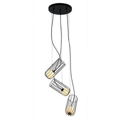 Netlighting Unisex Black Modern Hanging Pendant Light With White Shade G9 Size 3 - Image 3