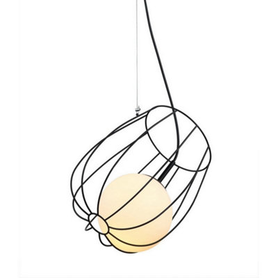 Luminosa Lighting Luminosa Modern Hanging Pendant Black 1 Light  With BlackWhite ShadeE27 from B&Q