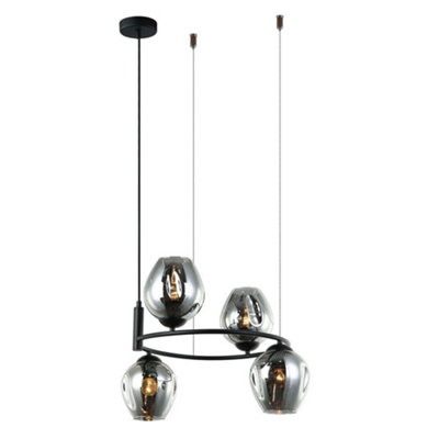 Luminosa Lighting Luminosa Modern Hanging Pendant Black 4 Light  With Graphite Smoky ShadeE27 from B&Q