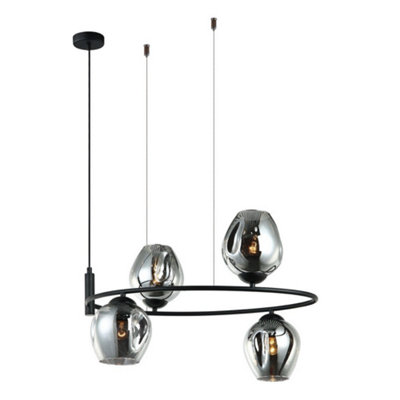 Luminosa Lighting Luminosa Modern Hanging Pendant Black 4 Light  With Graphite Smoky ShadeE27 from B&Q