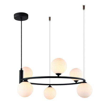 Luminosa Lighting Luminosa Modern Hanging Pendant Black 6 Light  With White ShadeG9 from B&Q