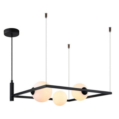 Luminosa Lighting Luminosa Modern Hanging Pendant Black 3 Light  With White ShadeG9 from B&Q
