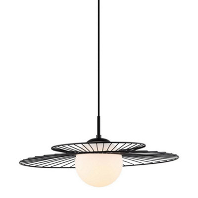 Luminosa Lighting Luminosa Modern Hanging Pendant Black 1 Light  With BlackWhite ShadeE27 from B&Q