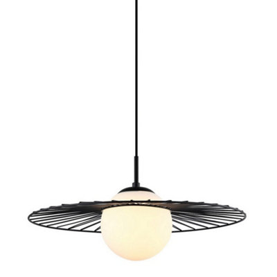 Luminosa Lighting Luminosa Modern Hanging Pendant Black 1 Light  With BlackWhite ShadeE27 from B&Q
