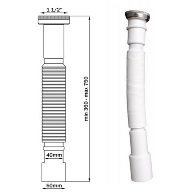 Ani-plast Aniplast 6/4 Inch X 40/50mm Flexible Drain Waste Trap With Chromed Nut Adjustable Siphon from B&Q