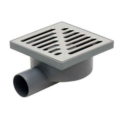 Tycner Side Outlet Stainless Steel Grid 150X150mm Floor Ground Waste Drain Gully Trap from B&Q