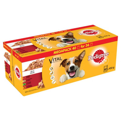 B&Q Pedigree Dog Food Pouches Mixed Selection In Jelly 40 For 36X100g