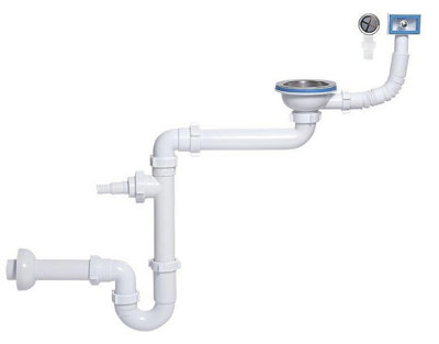 Ani-plast Aniplast 115mm Single Space Saving Kitchen Sink Drain Waste P-Trap Set Dish Washer Input from B&Q