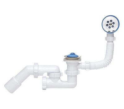 Ani-plast Aniplast Bathtub Drain Waste Trap Set With Strainer And Plug Stainless Steel Bathroom Bath from B&Q
