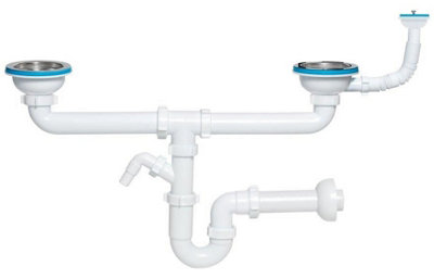 Ani-plast Aniplast 115mm Double Kitchen Sink Drain Waste P-Trap With Additional Overflow from B&Q