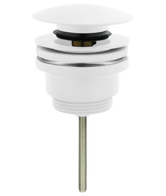 Tycner White Colour Finished Click-Clack Bathroom Drain Waste Button Universal Type from B&Q