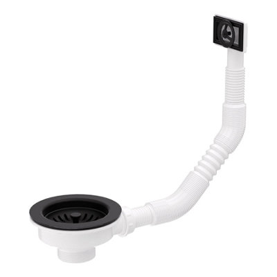 Tycner Kitchen Sink Waste Black 90mm With Strainer Basket And Overflow from B&Q