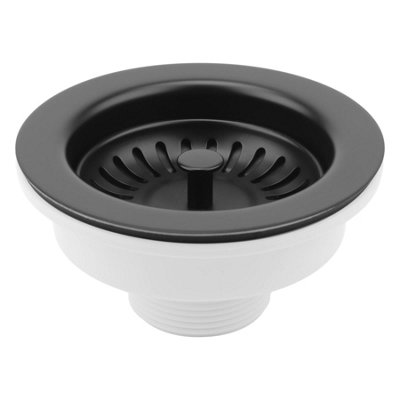 Tycner Kitchen Sink Waste Black Replacement 90mm With Strainer Basket from B&Q