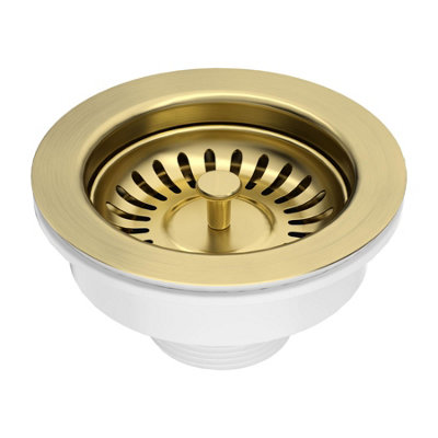 Tycner Kitchen Sink Waste Brushed Brass 90mm With Strainer Basket from B&Q