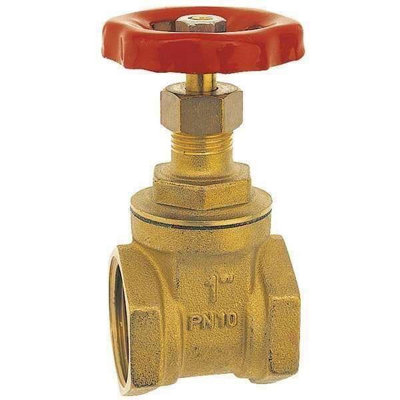 Ferro 5/4" Inch Bsp Strong Brass Sluice Gate Valve Water Stop With Red Head Handle from B&Q