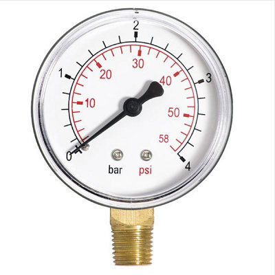 Ferro 60mm 4Bar 60Psi Pressure Gauge Water 1/4Inch Bspt Side Entry Manometer from B&Q