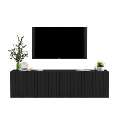 B&Q -  Elpis Glamour Wall-Mounted Tv Cabinet With Storage 150 CmBlack Matt
