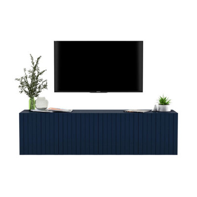 B&Q -  Elpis Glamour Wall-Mounted Tv Cabinet With Storage 150 CmNavy Matt
