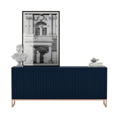 B&Q -  Elpis Glamour Sideboard Tv Stand 168Cm Push-To-Open CabinetNavy Matt / Copper Frame