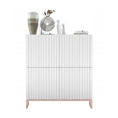 B&Q -  Elpis Glamour Sideboard Push-To-Open CabinetWhite Matt / Copper Frame