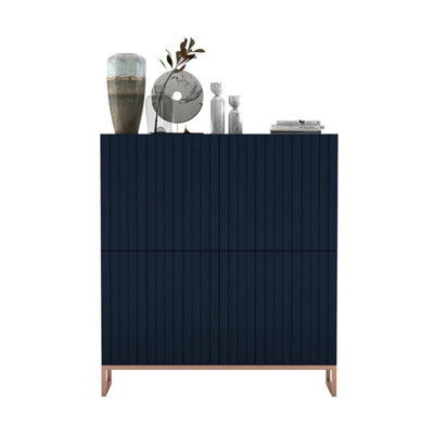 B&Q -  Elpis Glamour Sideboard Push-To-Open CabinetNavy Matt / Copper Frame