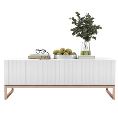 B&Q -  Elpis Glamour Coffee Table 110 CmWhite Matt / Copper Frame