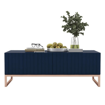 B&Q -  Elpis Glamour Coffee Table 110 CmNavy Matt / Copper Frame