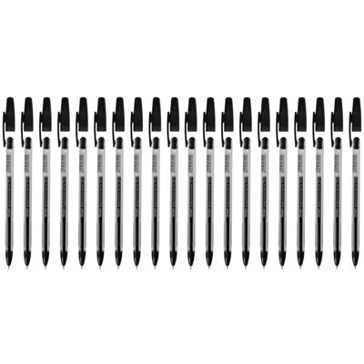 SolaDirect Ballpoint Pens, Gel Ink Ballpoint Pens, Smudge Free, Extra Fine Point 0.5 mm, Ideal For School, Office (Black, 20 Pens)