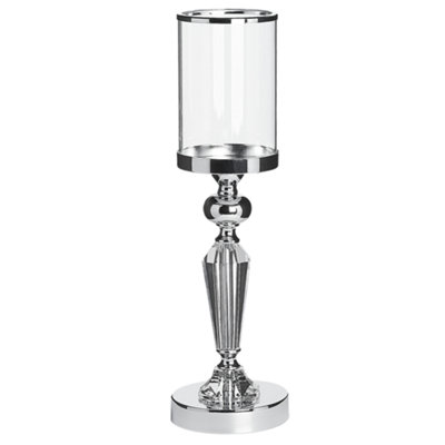 B&Q -  Candle Holder Bonao Glass 42 Cm Silver