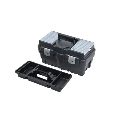 Urbn-Living Large Black Plastic Toolbox With Lid & Storage Compartments from B&Q