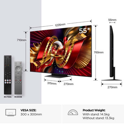 Tcl 55C8L-Uk 55" 4K Ultra Hd Qd-Mini Led Google Tv