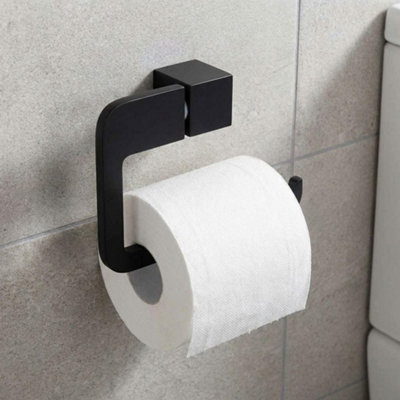 Bisk Toilet Paper Rack Wall Mounted Roll Holder Modern Wc Black Powder Coated Zamak from B&Q