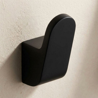 Bisk Single Hook Hanger Wall Dressing-Gown Towel Bathroom Black Powder Coated Zamak from B&Q
