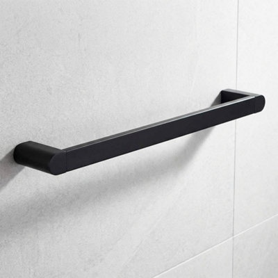 Bisk Single Towel Bath Bar Hanger Wall Mounted Bathroom Black Powder Coated Zamak from B&Q