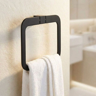 Bisk Wall Towel Ring Round Dressing-Gown Hanger Bathroom Black Powder Coated Zamak from B&Q