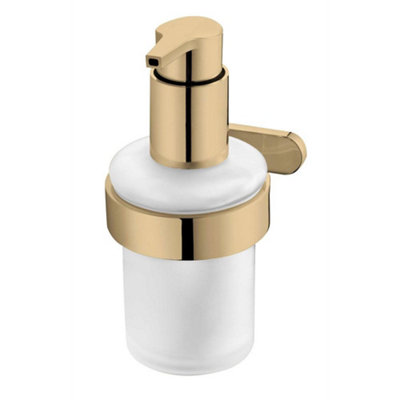 Bisk Liquid Soap Tempered Glass Dispenser Bathroom Gold Colour Finished Zamak from B&Q