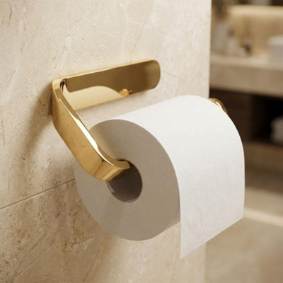 Bisk Toilet Roll Paper Wc Holder Bathroom Gold Colour Finished Zamak Wall Mounted from B&Q