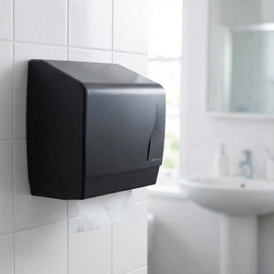 B&Q -  Wall Mounted Bathroom Hand Paper Towel Tissue Dispenser Box Industrial Black Abs