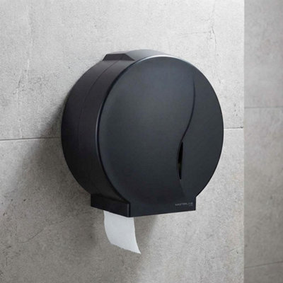 Bisk Toilet Paper Roll Dispenser Black Wall Mounted Lockable 19-23Cm Rolls from B&Q