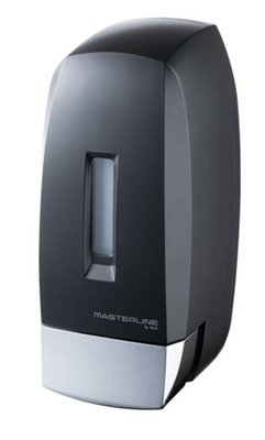 Bisk 500Ml Liquid Soap Refillable Dispenser Wallmounted Push Button Tank Black Abs from B&Q