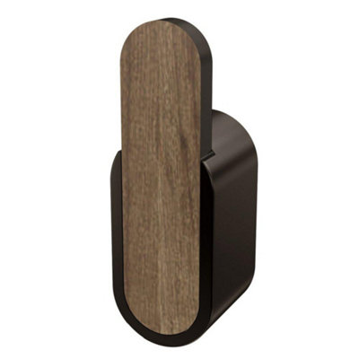 Bisk Matte Black/brown Single Hook Towel Hanger Wall Mounted Wc Bathroom Accessories from B&Q