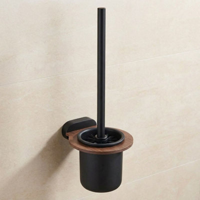Bisk Matte Black/brown Toilet Brush Ceramics Cup Wall Mounted Wc Bathroom Accessories from B&Q