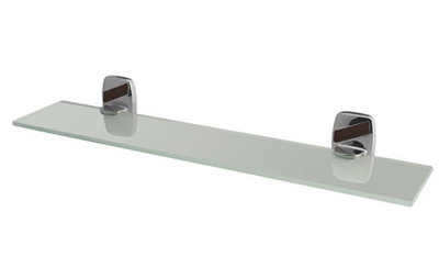 Bisk Modern Chrome Plated Zamak Wall Mounted Mirror Ledge Tempered Glass Shelf from B&Q