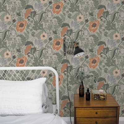 Galerie Wallpaper Apelviken Wallpaper Green/Orange 10m x 53cm - Image 5