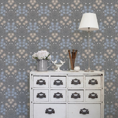 Galerie Ekbacka Collection Grey Bellis Delicate Floral Trail Wallpaper Roll from B&Q
