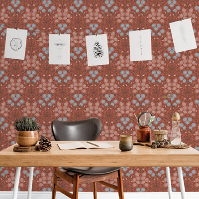 Galerie Ekbacka Collection Terracotta Bellis Delicate Floral Trail Wallpaper Roll from B&Q