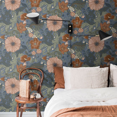Galerie Sommarang Blue Scandi Bloom Wallpaper Roll from B&Q