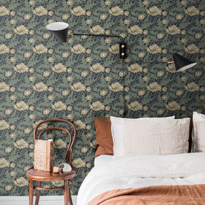 Galerie Sommarang Blue Garden Floral Wallpaper Roll from B&Q