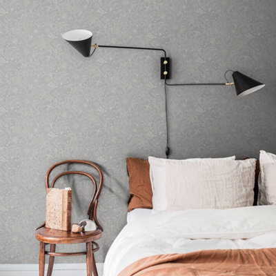 Galerie Sommarang Grey Mono Flora Wallpaper Roll from B&Q